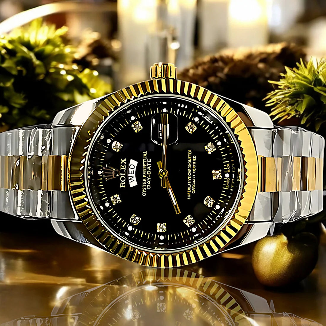 Rolex Oyster Perpetual Date-just – Emerald Green Dial with Diamond Hour Markers